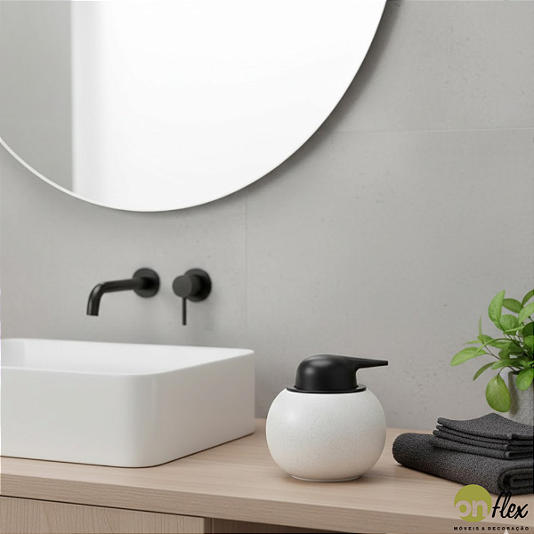 Porta Sabonete Líquido de Cerâmica Granada 350ml Branco