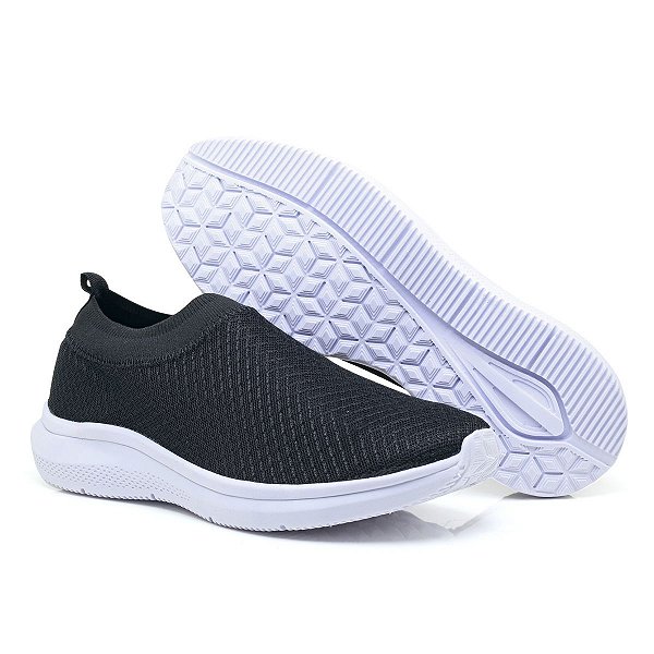 Tênis Meia Original Slip On Sem Cadarço Elástico Preto