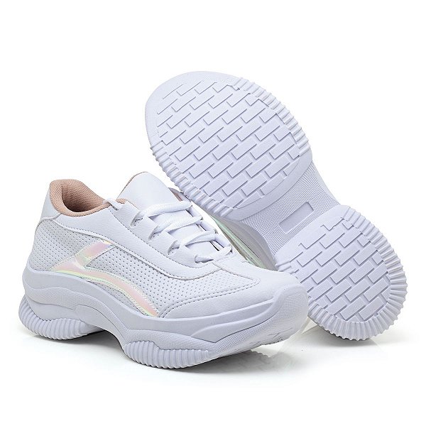 Tênis Feminino Plataforma Casual Sneakers Branco Colors - Loja de Calçados  Online | THOWS