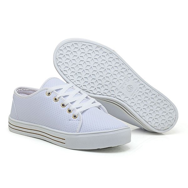 Tênis Feminino Com Cadarço Básico Branco