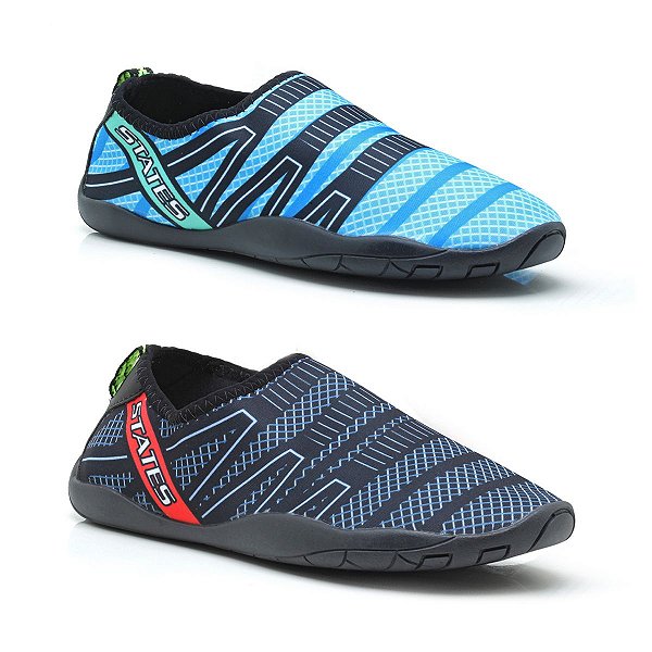 Kit 2 Sapatilha Neoprene Aquática Feminino Azul Piscina e Marinho