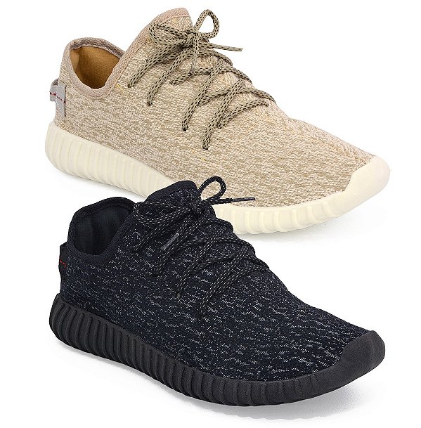 Kit 2 Pares Tênis Adidas Yeezy Boosst bege e preto feminino