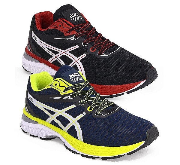 Kit 2 Tênis Asics Revelation Marinho Verde e Preto Vermelho