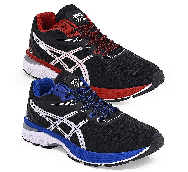 Kit 2 Tênis Asics Revelation Preto Azul e Preto Vermelho