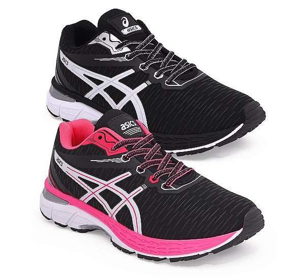 Kit 2 Tênis Asics Revelation Preto Branco e Preto Rosa Unissex