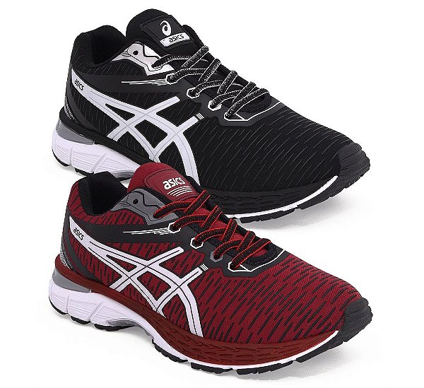 Kit 2 Tênis Asics Revelation Bordô e Preto Branco