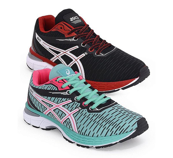 Kit 2 Tênis Asics Revelation Preto Vermelho e Azul verde Rosa