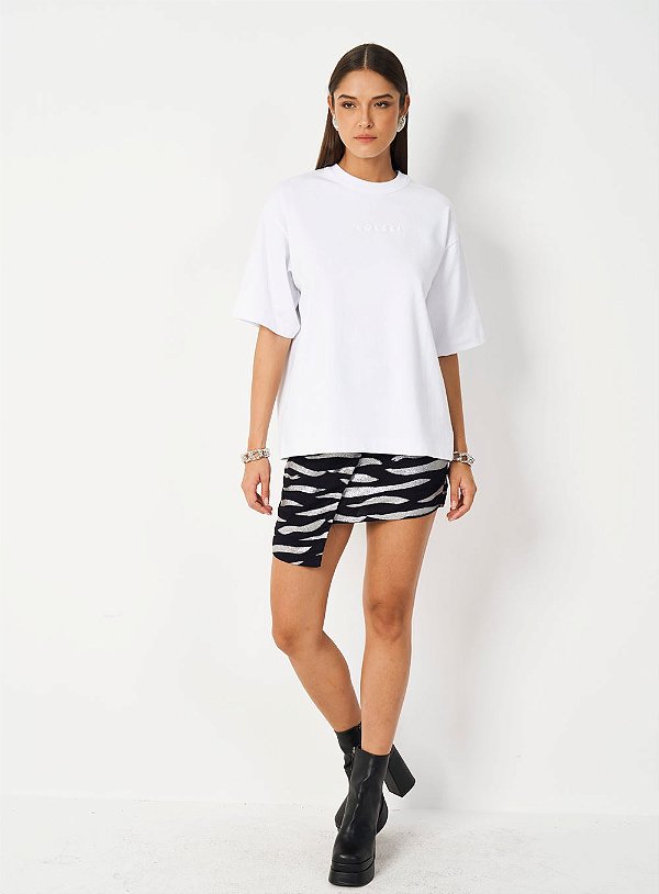 SAIA COLCCI JAQUARD METALIZADA PRETO/PRATA 38
