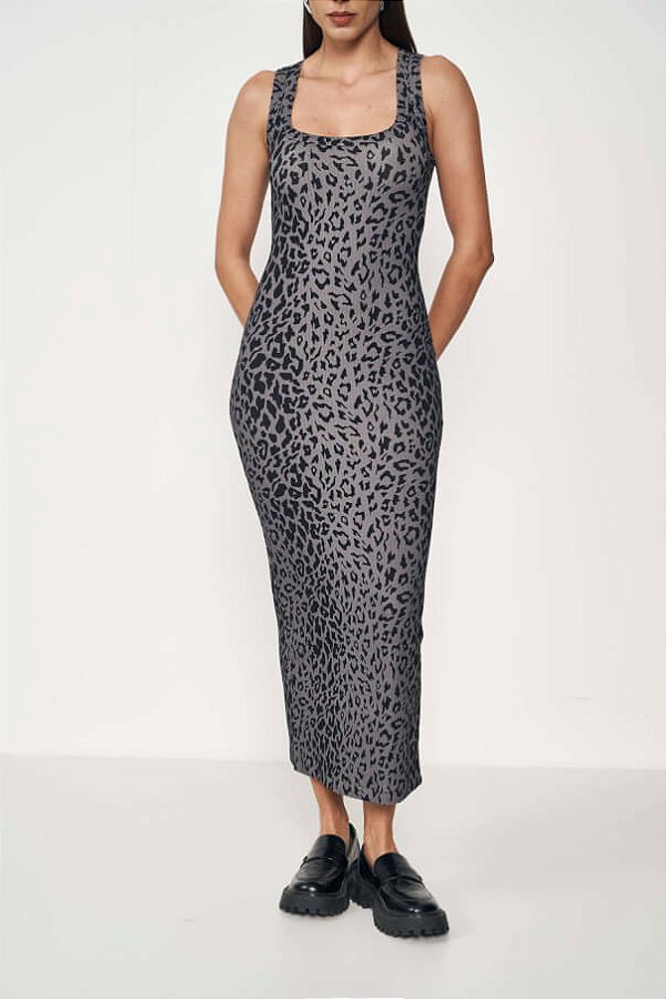 VESTIDO COLCCI ESTAMPADO ONCA P&B P