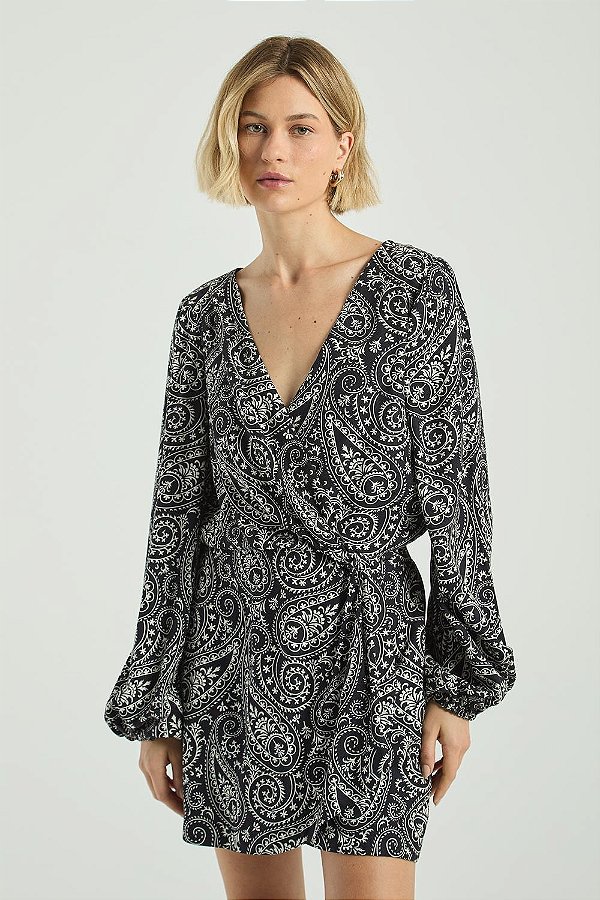 VESTIDO CURTO MY PLACE EST PAISLEY BICOLOR P