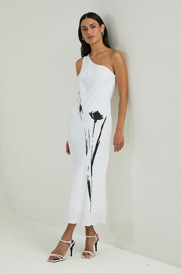 VESTIDO MY PLACE 1 OMBRO C/ SILK OFF WHITE G