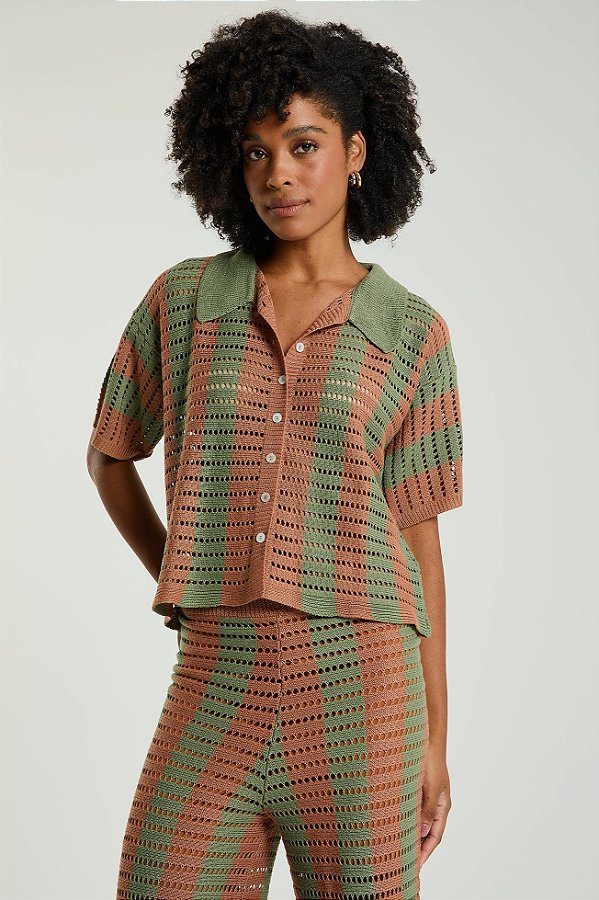 BLUSA MY PLACE TRICOT LISTRAS SANDALO P