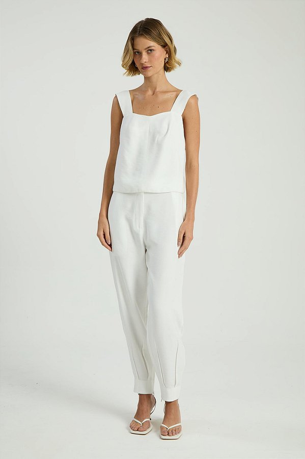 CALÇA MY PLACE CIGARRETE C/ ZIPER OFF WHITE M