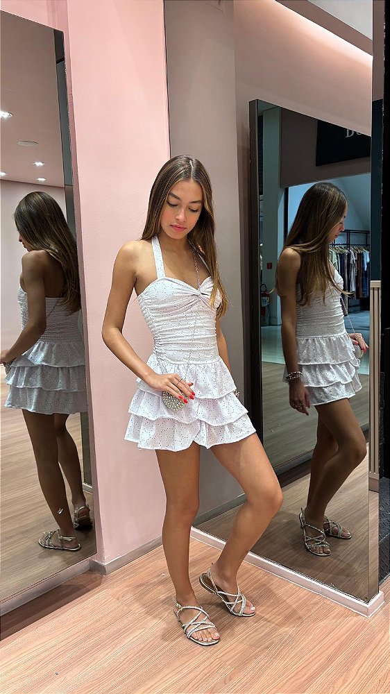 Vestido Laise de Malha com Babados
