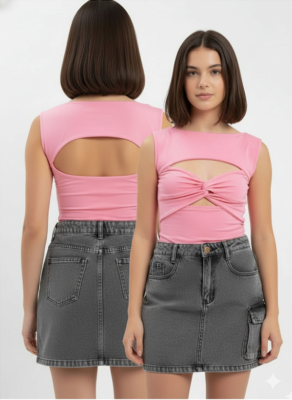 Blusa de Suplex com Recorte Frontal