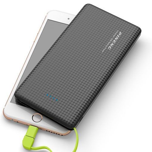 Carregador Original Portátil 10.000 MAh Pineng Power Bank Slim compatível com Smartphone
