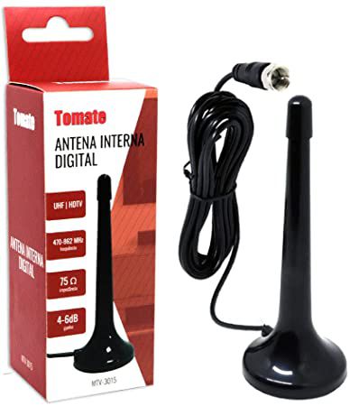 Antena Digital para Televisão Hd TV Interna Fio 4,3m Base Imã Uhf