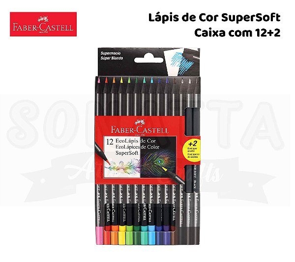 Lápis de Cor  FABER-CASTELL Supersoft Com 12 Cores + 2 -  120712SOFT+2