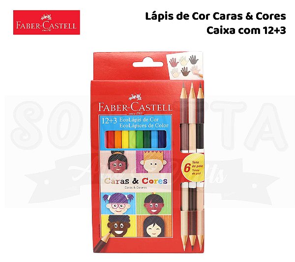 Lápis de Cor FABER-CASTELL Caras & Cores 12 Cores + 3 - 120112CC