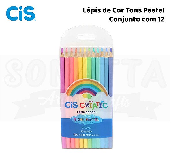 Lápis De Cor CIS Com 12 Cores Tons Pastel - 600200