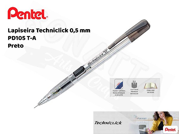 Lapiseira PENTEL Techniclick 0,5 Preta – PD105T-A