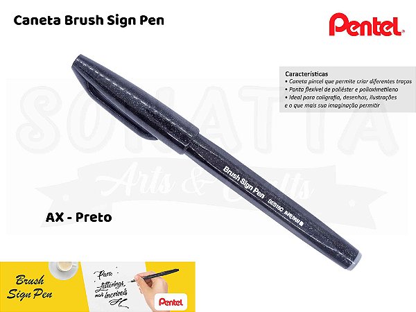 Brush PENTEL Sign Pen Preta - SES15C-AX