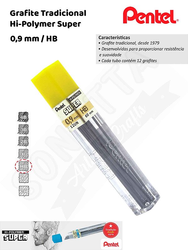 Grafite/Mina PENTEL Hi-Polymer 0,9mm HB – 50HB9