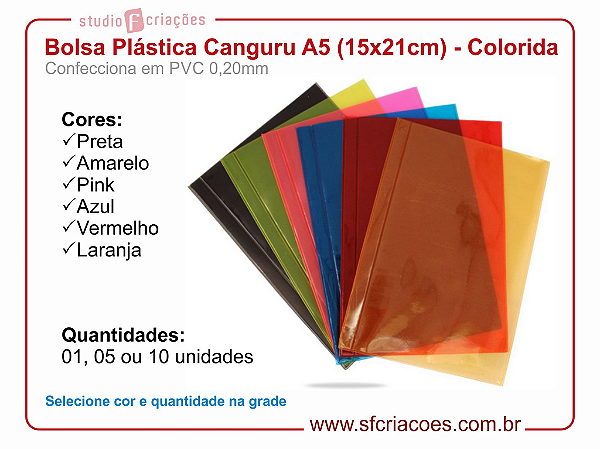Bolsa Plastica Canguru A5 Colorida