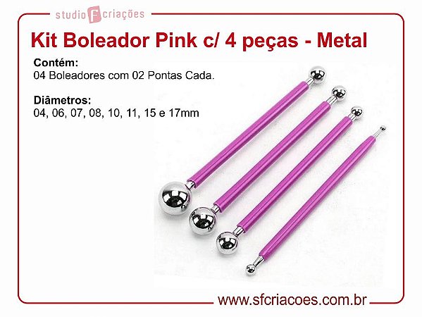 Kit Boleador Pink c/ 4 peças - Metal