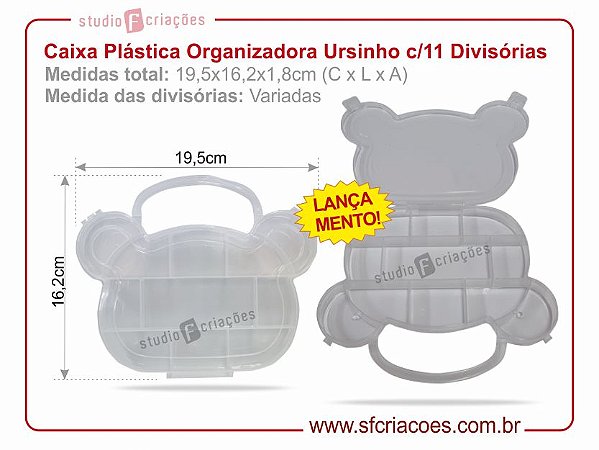 Caixa Plastica Organizadora - Formato de Ursinho c/ 11 Divisórias