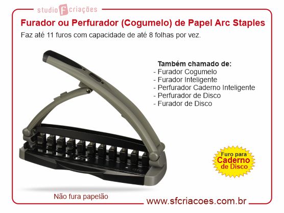 Furador Arc Staples - Furador Cogumelo para Caderno de Disco (Caderno Inteligente)