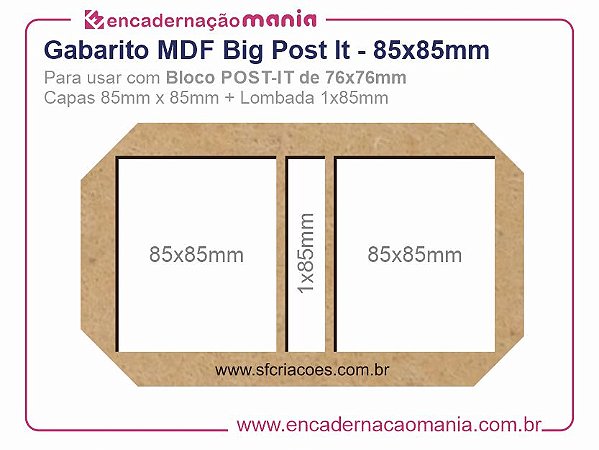 Gabarito MDF BIG Post It - 85x85mm
