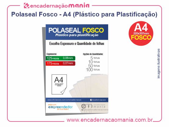 Polaseal Fosco - A4 (220 x 307mm) Plastificação