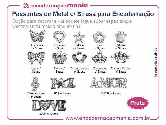 Passantes Prata de Metal c/ Strass