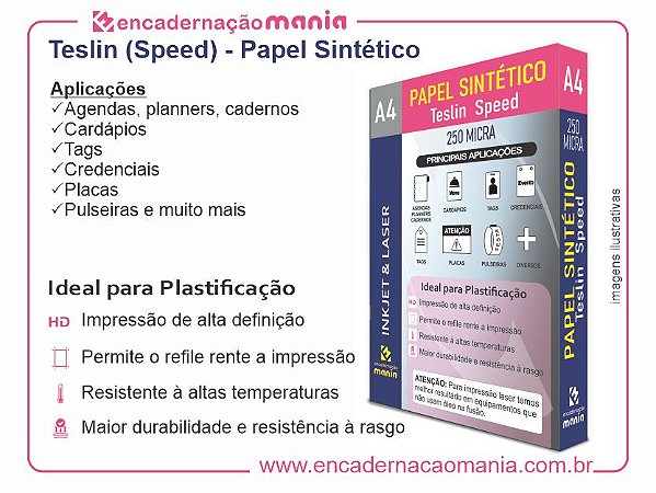 Teslin (Speed) - Papel Sintético - A4 - 250 mic