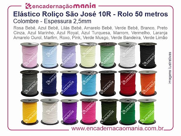 Elástico Roliço São José 10R - 2,5mm -RL 50 metros