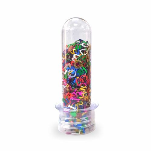 Shaker Letras Cores Metálicas PVC - Tubete c/ 6g