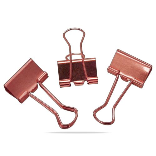 Pote c/ 10 Binder Clip 25mm - Rose Gold