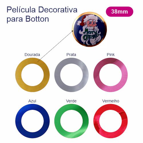 Pct c/ 100un Película Decorativa para Botton 38mm