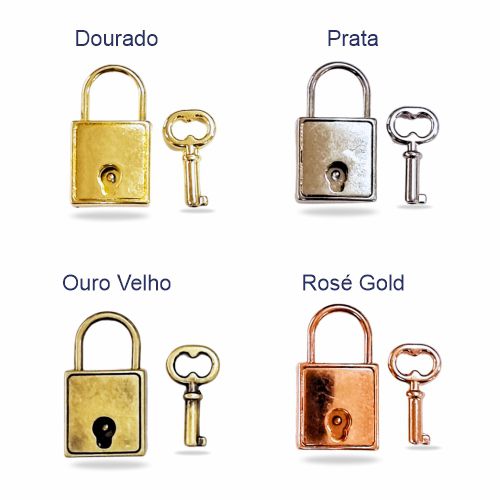 Cadeado Quadradinho Decorado para Fecho de Diário