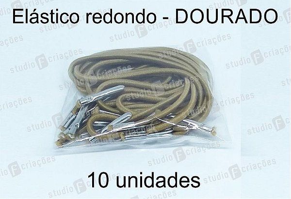 10 Elástico REDONDO dourado com terminal para agenda (medida 23cm)