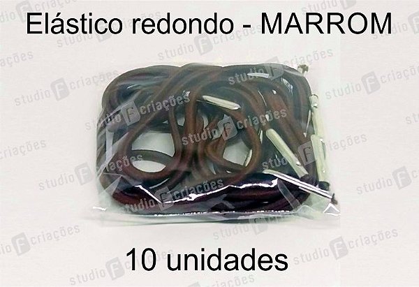 10 Elástico REDONDO marrom com terminal para agenda (medida 23cm)