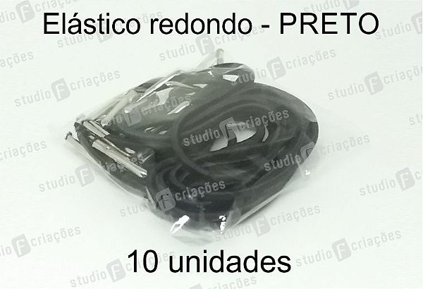 10 Elástico REDONDO preto com terminal para agenda (medida 23cm)