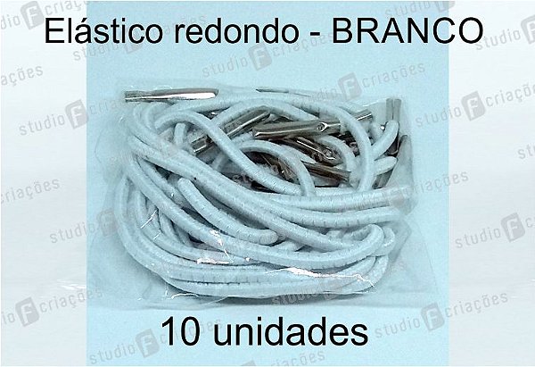 10 Elástico REDONDO branco com terminal para agenda (medida 23cm)
