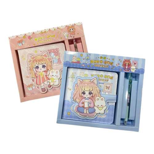 KIt Caderno Menina 14,5x14,5 + Caneta 0.5