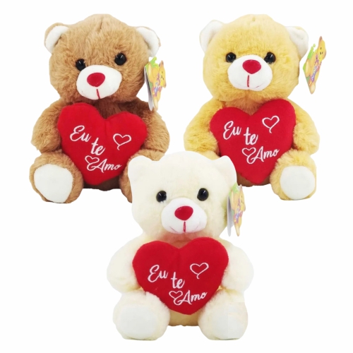 Urso De Pelúcia 20cm Eu Te Amo em Poliéster Fizzy