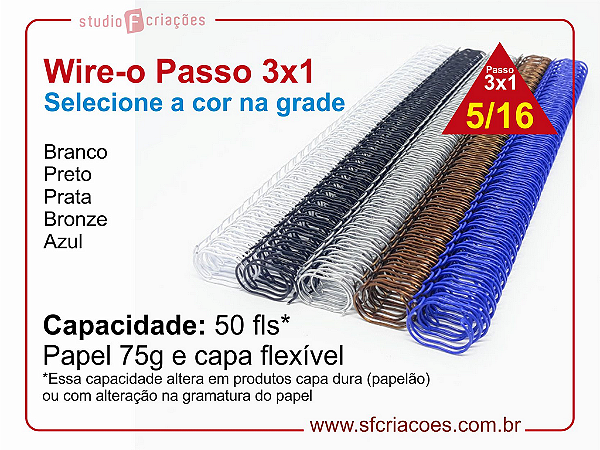 Kit c/ 04 Wire-o 5/16" - Passo 3:1
