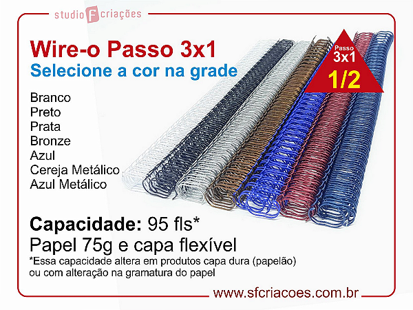 Kit c/ 04 Wire-o 1/2" - Passo 3:1