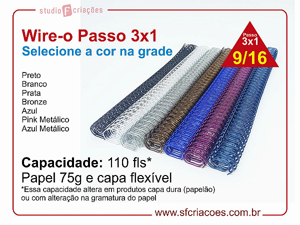 Kit c/ 04 Wire-o 9/16" - Passo 3:1