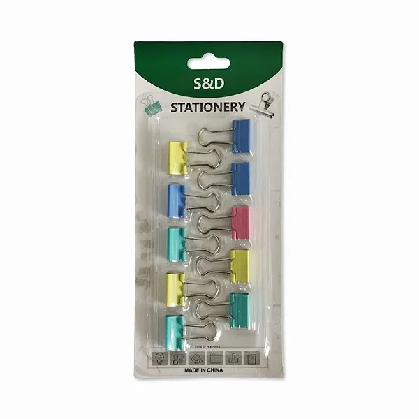 Kit 10 Mini Binder Clips 19mm Cores Pasteis
